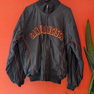 Vintage Majestic Dugout Jacket Mens Large Black San Francisco Giants SF MLB